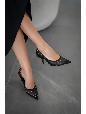 Sylvana Zoe Topuklu Saten Abiye Ayakkabı Siyah