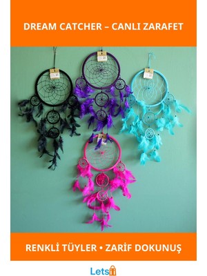 Letsii Rüya Kapanı Enerjik Tüyli Dekoratif Dream Catcher