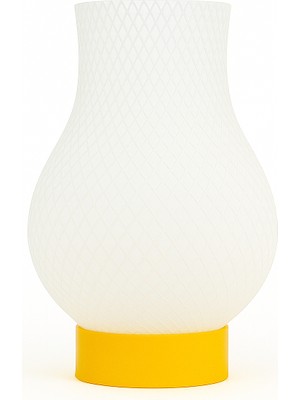 LayerForge Modern Çizgili Dekoratif Masa Lambası Sarı – Pla Çevre Dostu Gece Lambası | E27 Duy, Kablolu, Masa Üstü Aydınlatma