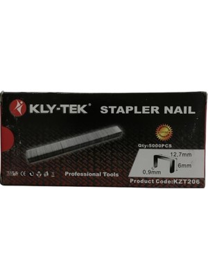 TUĞRA HIRDAVAT Kly-Tek Seri Havalı Zımba Teli 0,9X12,7X6 mm 5000 Adet  12'li Paket