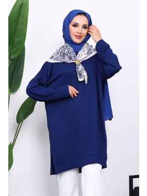 İmaj Butik Lacivert Bisiklet Yaka Modal Tunik