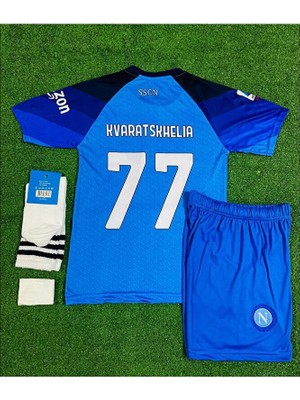 Napoli 2023/24 Yeni Sezon Kvaratskhelıa Iç Saha Çocuk Forması 4'lü Set
