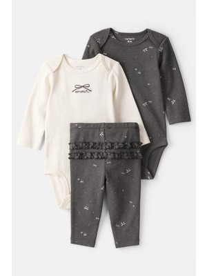 Carter's Kız Bebek Gri 3lü Set