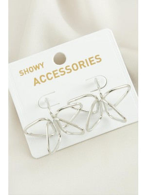 Fantastik Store Çiçek Oval Metal Küpe