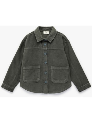 Koton Pamuklu Uzun Kollu Oversize Kadife Gömlek