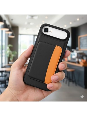 Kip GSM Iphone 17 Air Uyumlu Kılıf Çift Renkli Kartlıklı Deri Tasarımlı Cüzdan Kapak