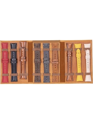 MCM Group Hakiki Deri, El Yapımı, Saat Kordonu Taşıma Çantası, Tan Rengi