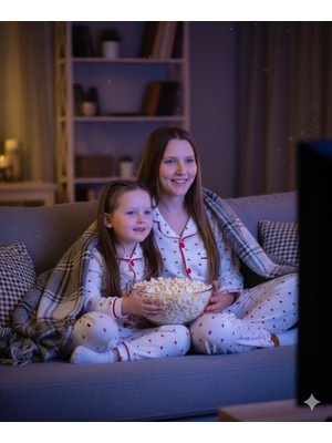 Şimo Butik Anne Kız Pijama Takımı Pamuklu