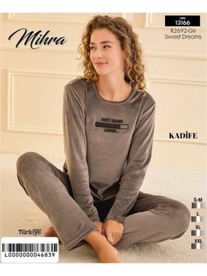 Mihra 13166 Kadın Kadife Uzun Kol Pijama Takımı