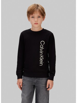 Calvin Klein Baskılı Erkek Çocuk Siyah Sweatshırt IB0IB02564BEH