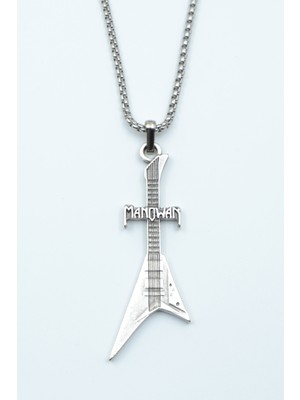 IDR Manowar Elektro Gitar Gümüş Kaplama Örme Zincir Kolye