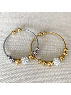 Necati Gün Taşlı Toplu İkili Çelik Bileklik