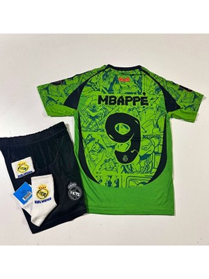 Special Arena R.madridd Kylian Mbappe Ninja Kaplumbağa Desenli Özel Konsept Çocuk Forması 4'lü Armalı Set