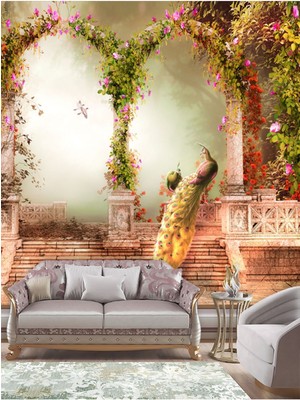 Dreamwall Cennet Kuşu Desenli Ses Yalıtımlı Sağlıklı Tekstil Duvar Kağıdı