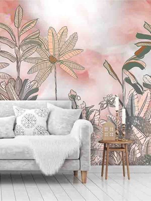 Dreamwall Tropik Ağaçlar Desenli Yırtılmaz Slinebilir Tekstil Duvar Kağıdı