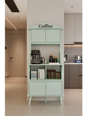 Moldesan Forme Mdf Mint Yeşili Raflı Kahve Köşesi 172 cm