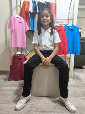Şimo Butikunisex Çocuk Genç Polo Yaka Kısa Kol Okul Günlük Tişört, Nefes Alabilen Kumaş