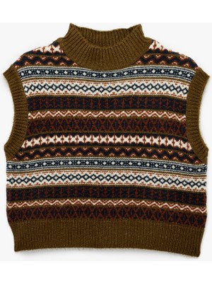 Koton Jakarlı Kolsuz Dik Yaka Triko Süveter