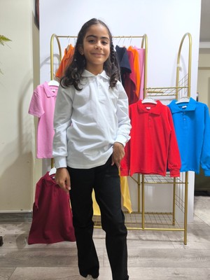 Şimo Butikunisex Çocuk Genç Polo Yaka Uzun Kol Okul Günlük Tişört, Nefes Alabilen Kumaş