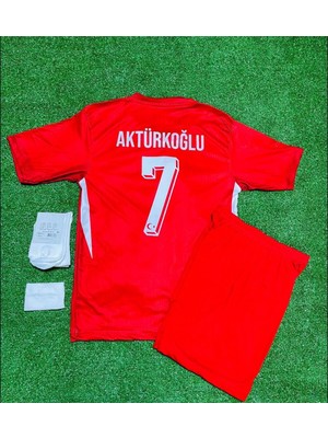 Special Arena Türkiye Euro 2024 Kerem Aktürkoğlu Kırmızı Çocuk Forması 4'lü Set (Red)