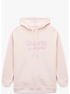 Koton Uzun Kollu Kapüşonlu Baskılı Oversize Sweatshirt