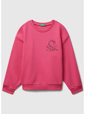 Benetton Baskılı Kız Çocuk Pembe Sweatshırt 3J68C10Q0