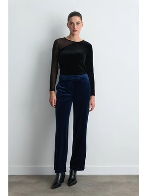 Gusto Boru Paça Kadife Pantolon - Lacivert