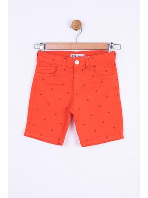 Nk Kids Erkek Çocuk 4-8 Yaş Baskılı Pamuk Kanvas Şort 64734 Mercan