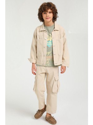 Jacklions Jack Lions Erkek Çocuk Kargo Cep Bol Paça Pantolon 2421 Taş Rengi