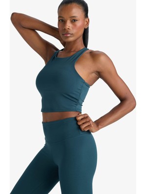 DeFacto Bisiklet Yaka Pedli İç Göstermez Esnek Kumaş Uzun Sporcu Sütyeni F4944AX25AU