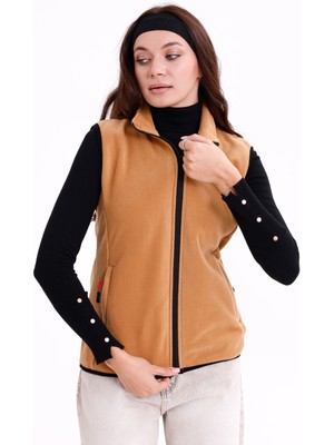 Monox Kadın Slim Fit Tam Fermuarlı Polar Yelek