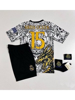Special Arena R.madridd Yeni Sezon Dragon Desenli A.r.d.a G.ü.l.e.r Çocuk Forması 4'lü Armalı Set (Black-White)