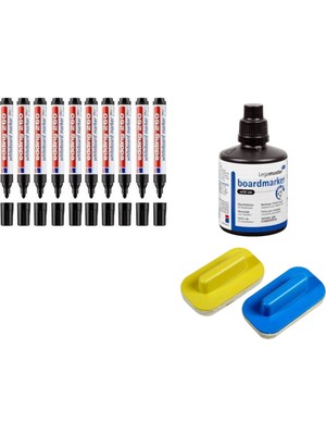 Gezginler Kırtasiye Edding 10 Adet Siyahtkalemi+ 2 Silgi+Mürekkep