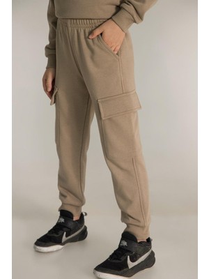 Mojo Bebek Mojo Unisex 9-14 Yaş Kargo Cep Detaylı Eşofman Altı 4038 Krem