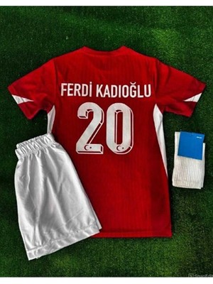 Special Arena Türkiye Milli Takımı Euro 2024 F.e.r.d.i K.a.d.ı.o.ğ.l.u Çocuk Deplasman Forması 4'lü Set (Red)