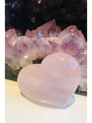 Kalp Şeklinde Pembe Kuvars Doğal Taş