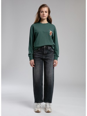 Lee Cooper O Yaka Düz Zümrüt Yeşili Kadın Sweatshırt 261 Lcf 241013 Iona Zümrüt