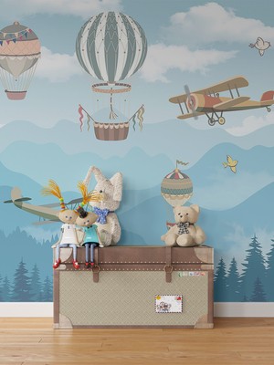 Dreamwall Uçan Balonlar Desenli Duvar Kağıdı -Isı ve Ses Yalıtımı Yırtılmaz