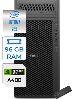Dell Pro Max Tower T2 Ultra 7 265 96GB Ddr5 2tb SSD 4GB/A400 Windows 11 Pro 360W Masaüstü Iş Istasyonu FCT2250A400P27 + Zettausb