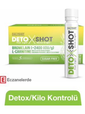 Marka Hangover Shot Detoxshot Kilo Kontrol Desteği, Bromelain, L-Carnitine, Krom, Detox Shot, Likit Detoks Kompleks