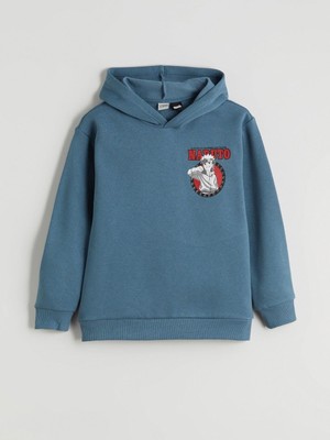 LC Waikiki Kapüşonlu Naruto Baskılı Erkek Çocuk Sweatshirt  (W5)