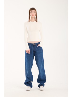 Parmak Geçmeli Uzun Kollu Body - Uzun Kol Body Bisiklet Yaka Likralı