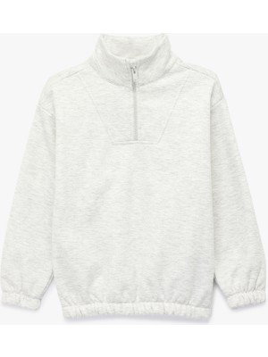 Koton Uzun Kollu Fermuar Detaylı Dik Yaka Oversize Sweatshirt