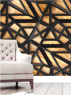 Dreamwall Duvar Kağıdı Geometrik Şekilli Ahşap Desenli Yırtılmaz Tekstil Duvar Kağıdı
