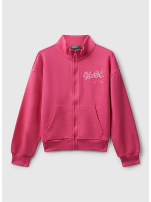 Benetton Nakışlı Kız Çocuk Pembe Sweatshırt 3J68C505D