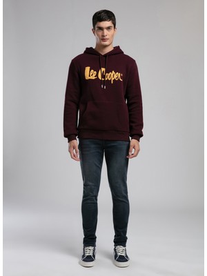 Lee Cooper Greg Erkek Kapüşonlu Sweatshirt Mürdüm