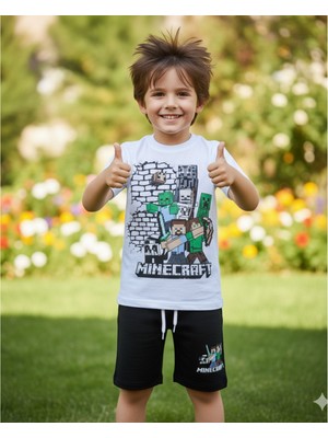 Şimo Butik Erkek Çocuk Şortlu Takım, Minecraft