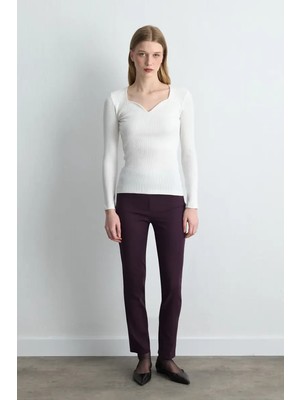 Gusto Kalp Yaka Pamuk Bluz - Ekru