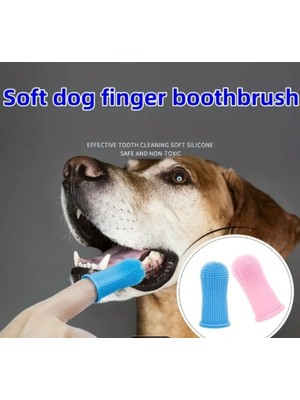 Temu Köpek ve Kedi Parmak Diş Temizleme ve Bakım Fırçası Silikon- Beyaz