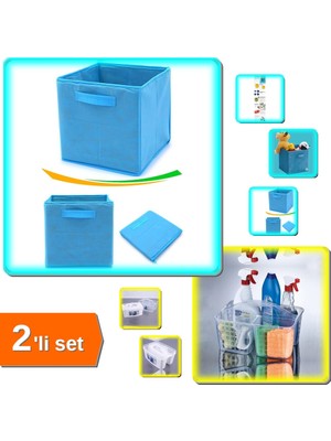 Hereveoyuncak Mavi Dolap Içi Organizer + Çok Gözlü Caddy Sepet - Ev & Ofis Düzeni 2’li Set | HT7LKR
